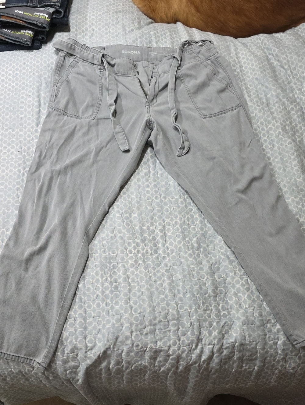 Sonoma Light Gray Jogger Pants With Attached Belt